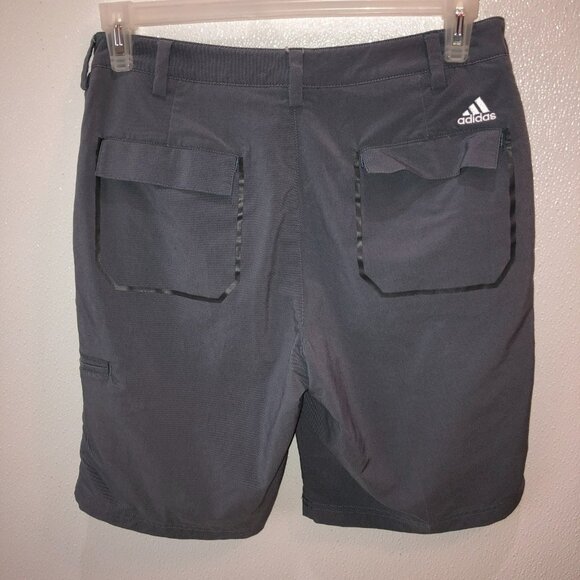 Adidas Mens Size 30 Solid Gray Chino Flat Front Flap Pockets Golf Shorts - Picture 6 of 10